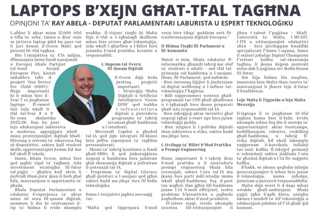 Ray Abela — article excerpt, Kullħadd, September 28, 2025